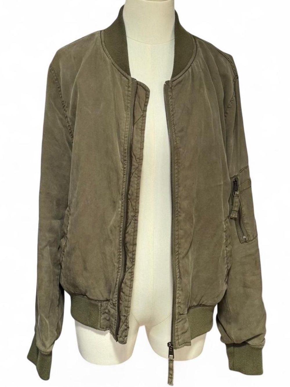 Vintage 100% Tencel Cielo Jeans bomber jacket in olive khaki / army green